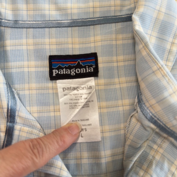 Patagonia Island Hopper Shirt Men's L  Blue Yellow Plaid Button Down - Picture 4 of 4